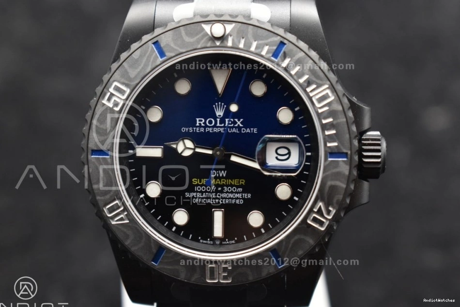 VS Black Bracelet Blue Submariner DIW DLC DLC Dial on 1157 Lightweight Best Edition 1:1 Sandblasted VSF 1219